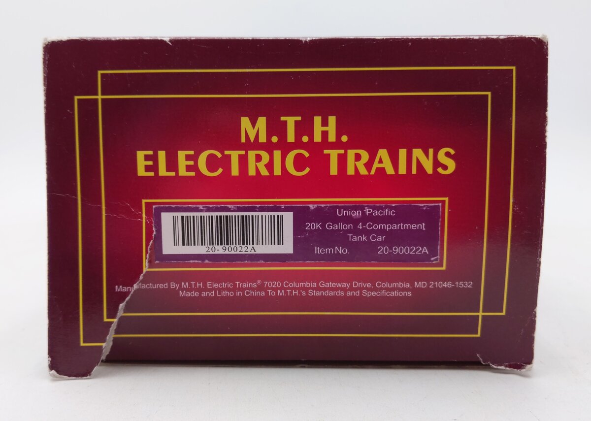 MTH 20-90022A O Gauge Union Pacific 20,000 Gallon 4-Compartment Tank #100093 EX/Box