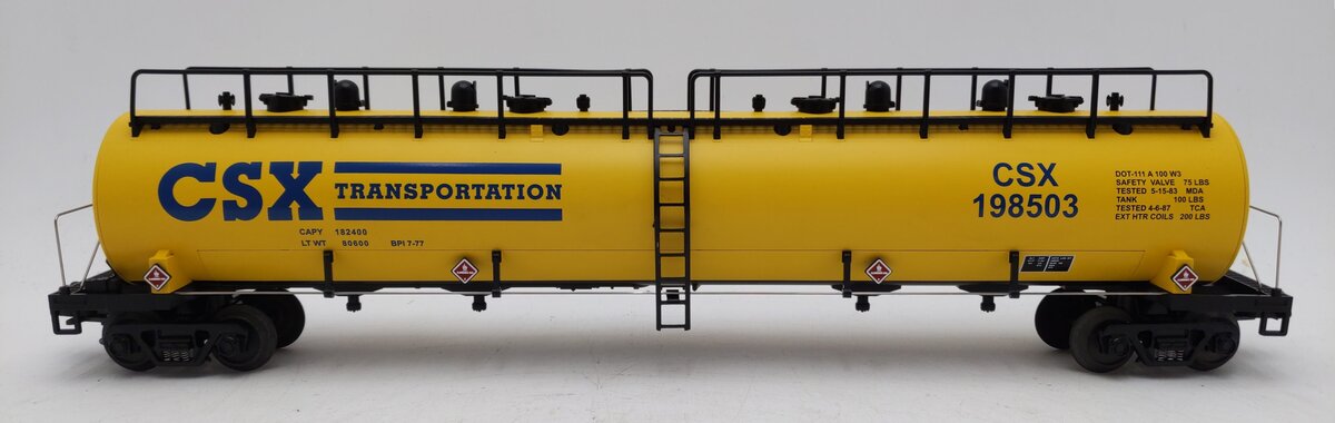 MTH 20-96023 O CSX 20,000 Gallon 4-Compartment Tank Car #198503 EX/Box