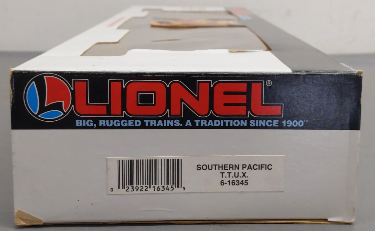 Lionel 6-16345 O TTUX Flatcar w/ Southern Pacific Trailers #16345 #16346 EX/Box
