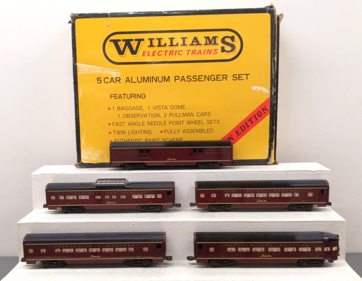 Williams 2800 O Gauge N&W Aluminum Powhatan Arrow Passenger Cars (Set of 5) LN/Box
