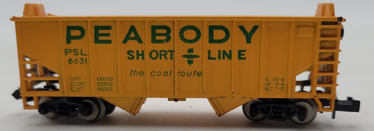 Life Like S785A N Scale Peabody Short Line 2 Bay Arch End Open Hopper PSL #6631 EX/Box