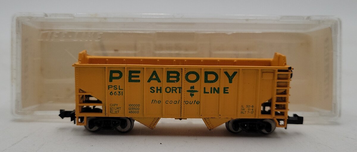 Life Like S785A N Scale Peabody Short Line 2 Bay Arch End Open Hopper PSL #6631 EX/Box