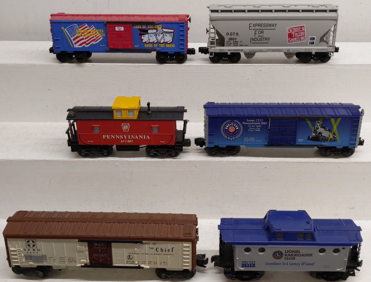 Assorted O Scale Freight Cars- 6460, 2601, 6111891, 2332, 6672, 1999 [6] EX
