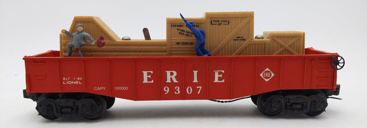 Lionel 6-9307 O Gauge Erie Animated Cop & Hobo Gondola #9307 EX