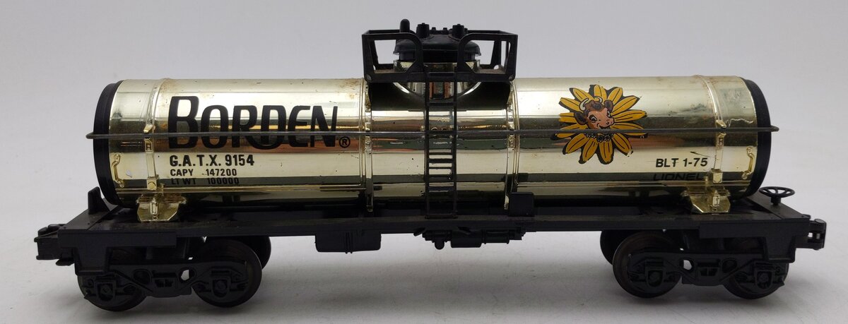 Lionel 6-9154 O Gauge Bordens Plated Gold Tank Car EX