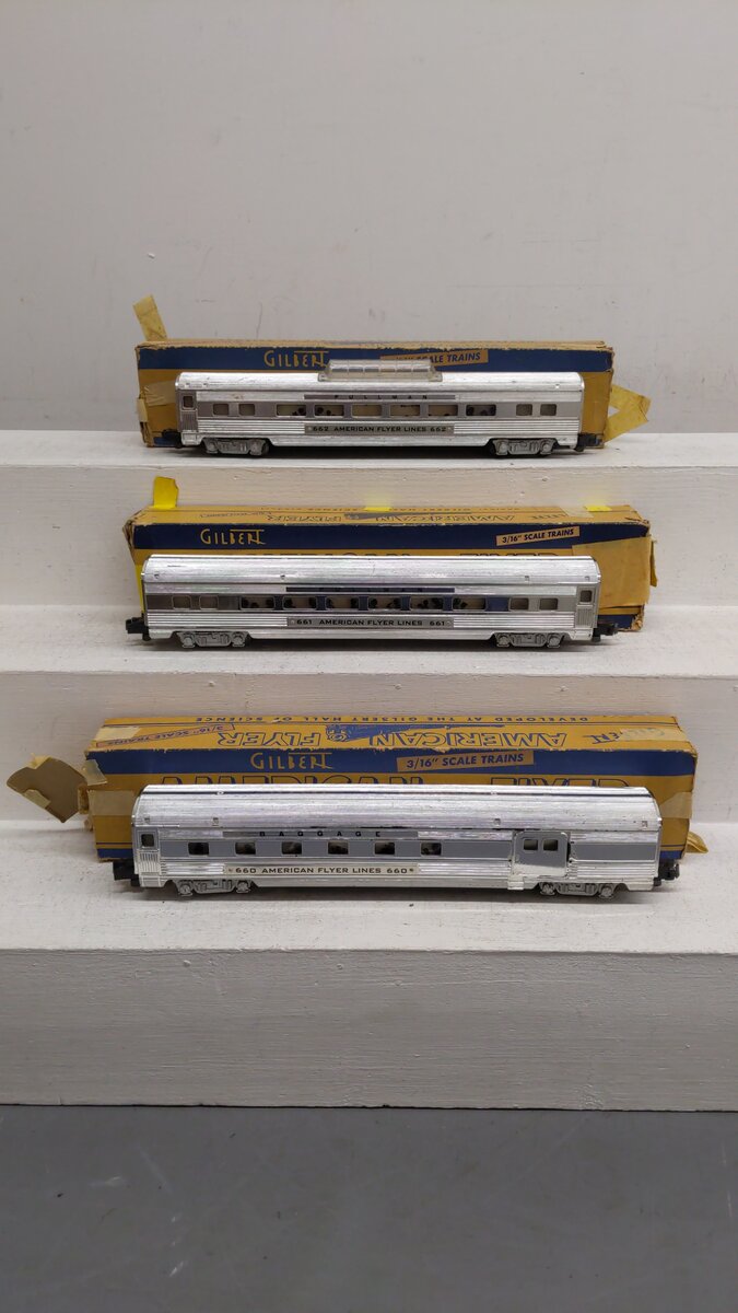 American Flyer S Vintage Passenger Cars 660, 661, 662 [3] VG/Box