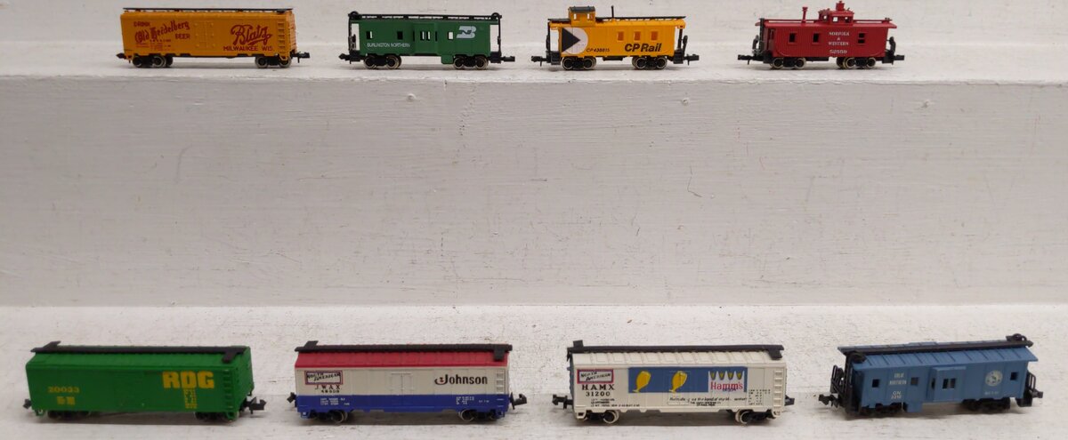 Assorted N Scale Freight Cars #20033,17107,49000,31200,438815,52559,3310 [8] EX/Box