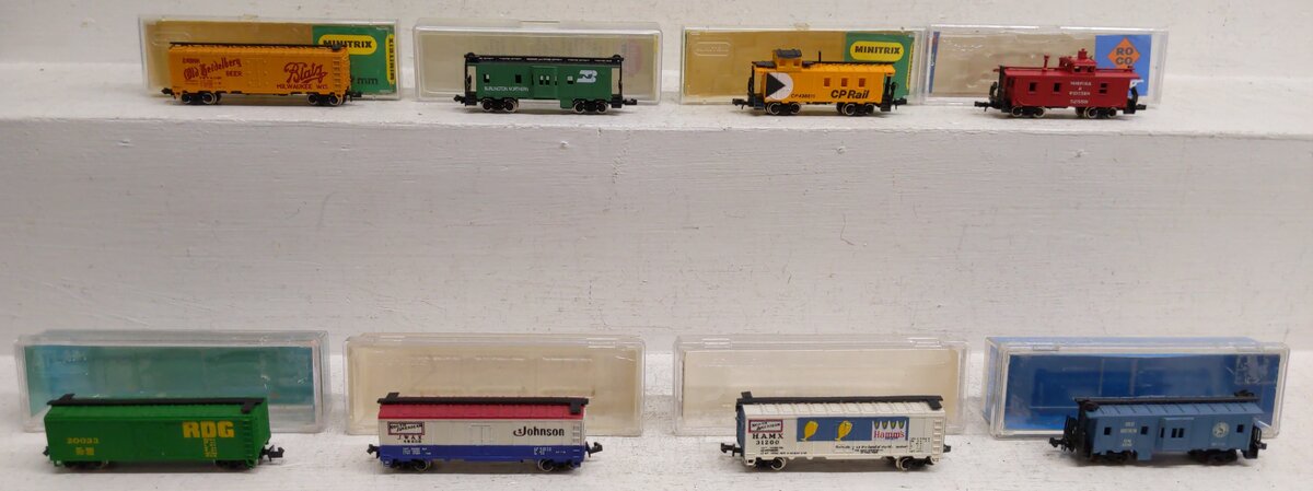 Assorted N Scale Freight Cars #20033,17107,49000,31200,438815,52559,3310 [8] EX/Box