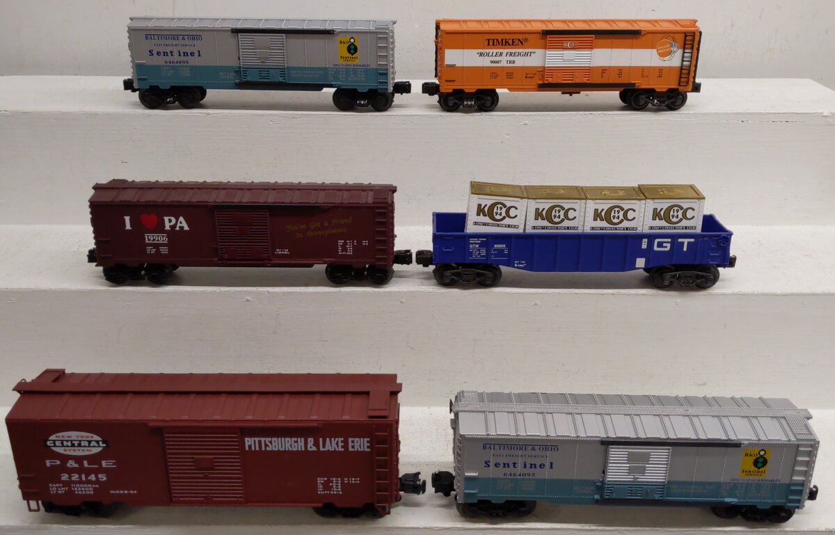 Assorted O Freight Cars K-90007, K90005, 6-19906, 22145, 6-52051, 6-52051 [6] EX