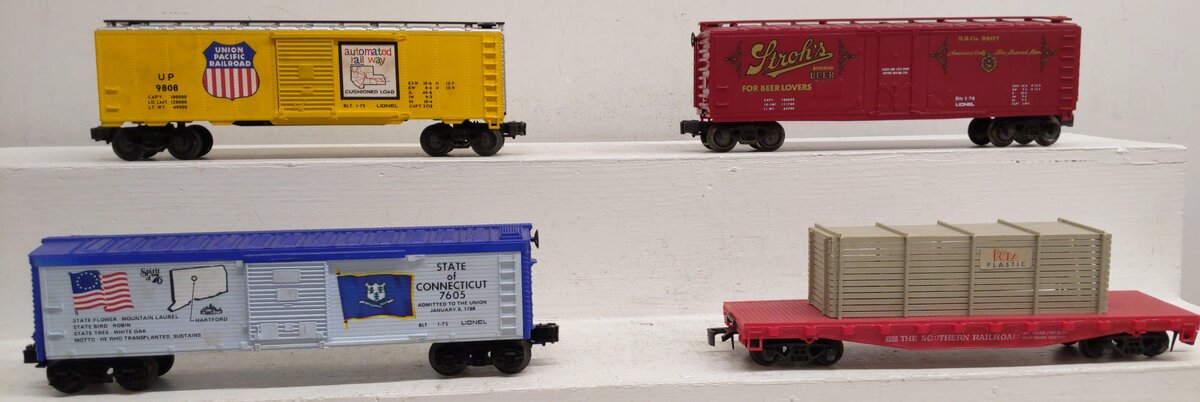 Lionel & Atlas O Gauge Freight Cars: 6-9808, 6-7605, 6-9807 & 4356 [4] EX