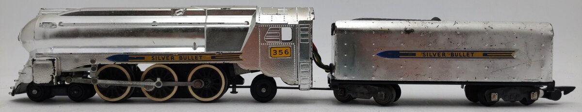 American Flyer 356 S Silver Bullet 4-6-2 Steam Locomotive & Tender - Chrome VG