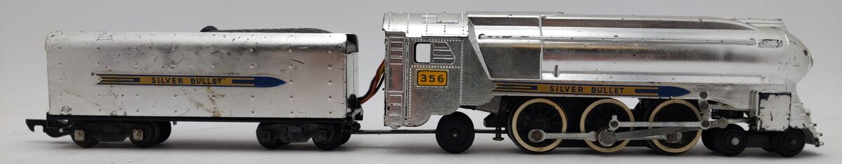 American Flyer 356 S Silver Bullet 4-6-2 Steam Locomotive & Tender - Chrome VG