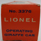 Lionel 3376 Vintage O Bronx Zoo Blue Operating Giraffe Car EX/Box
