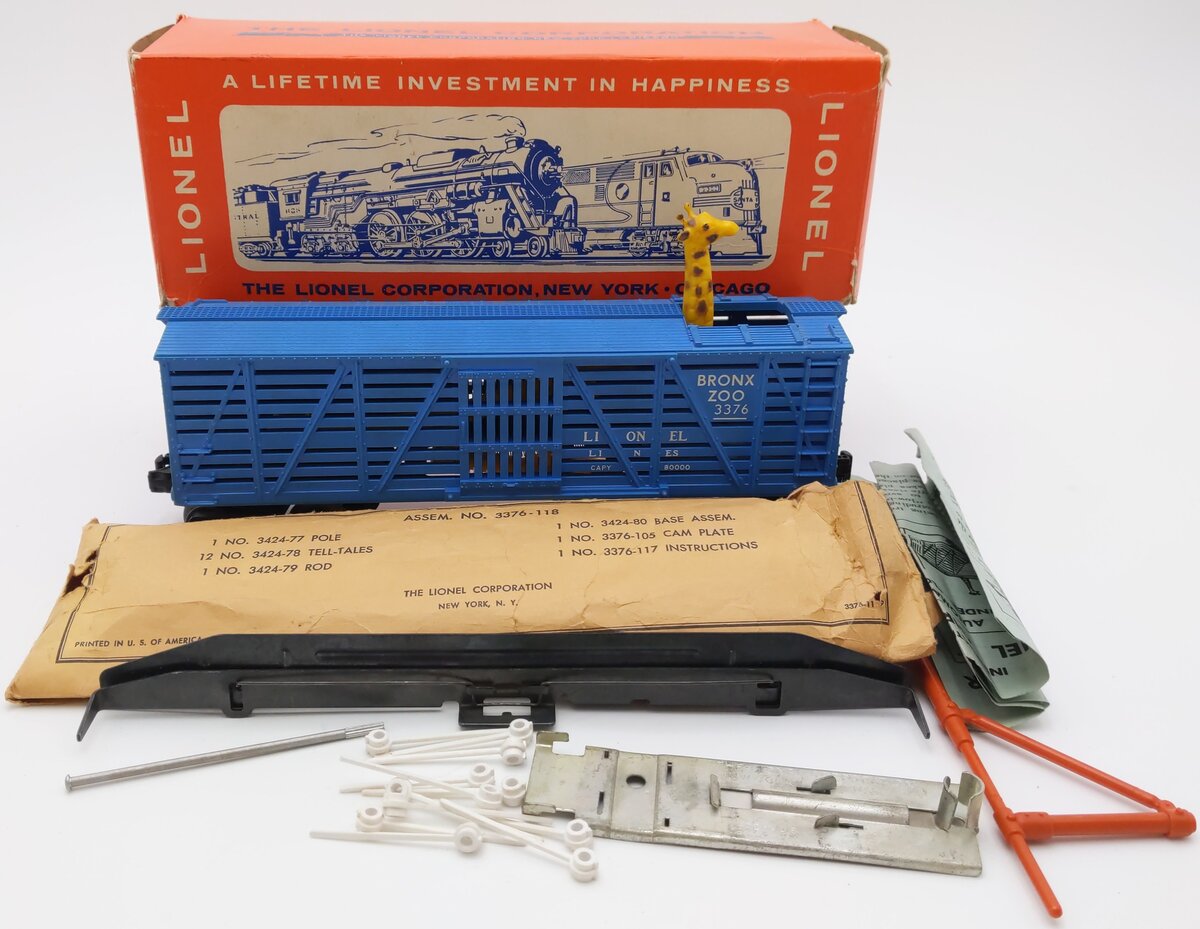 Lionel 3376 Vintage O Bronx Zoo Blue Operating Giraffe Car EX/Box