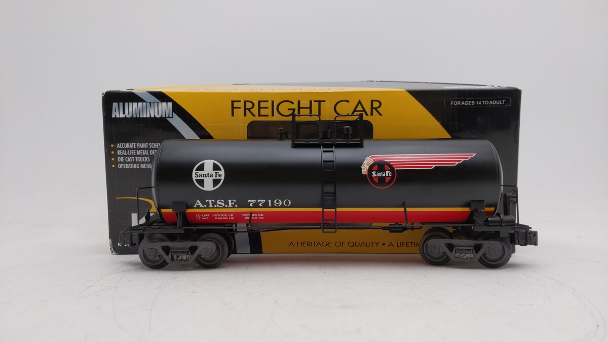 K-Line K6332-10511 O Gauge Santa Fe Warbonnet Aluminium Tank Car #77190 EX/Box