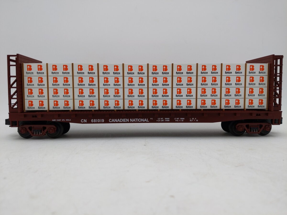 MTH 20-90029C O Canadian National Flatcar w/Bulkheads & Lumber Load #681019 LN/Box