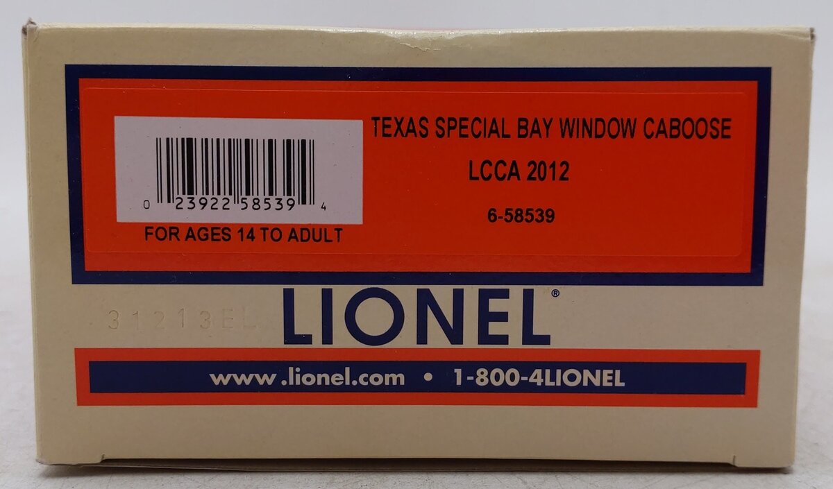 Lionel 6-58539 O Gauge LCCA Texas Special Bay Window Caboose #2013 EX/Box