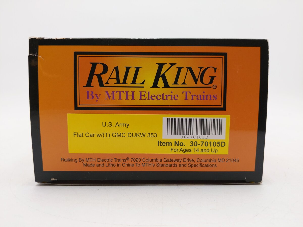 MTH 30-70105D U.S. Army Flat Car w/(1) GMC DUKW 353 #4288 LN/Box