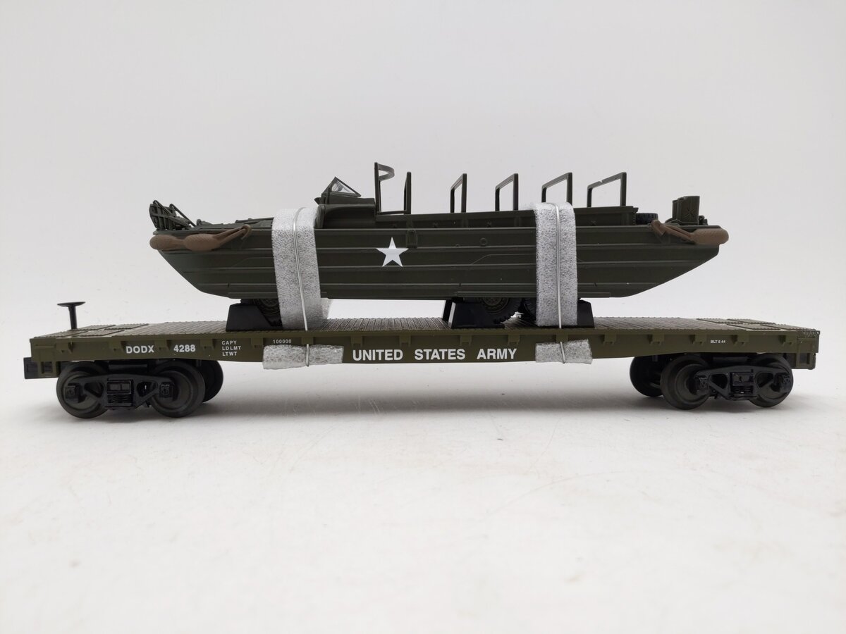 MTH 30-70105D U.S. Army Flat Car w/(1) GMC DUKW 353 #4288 LN/Box