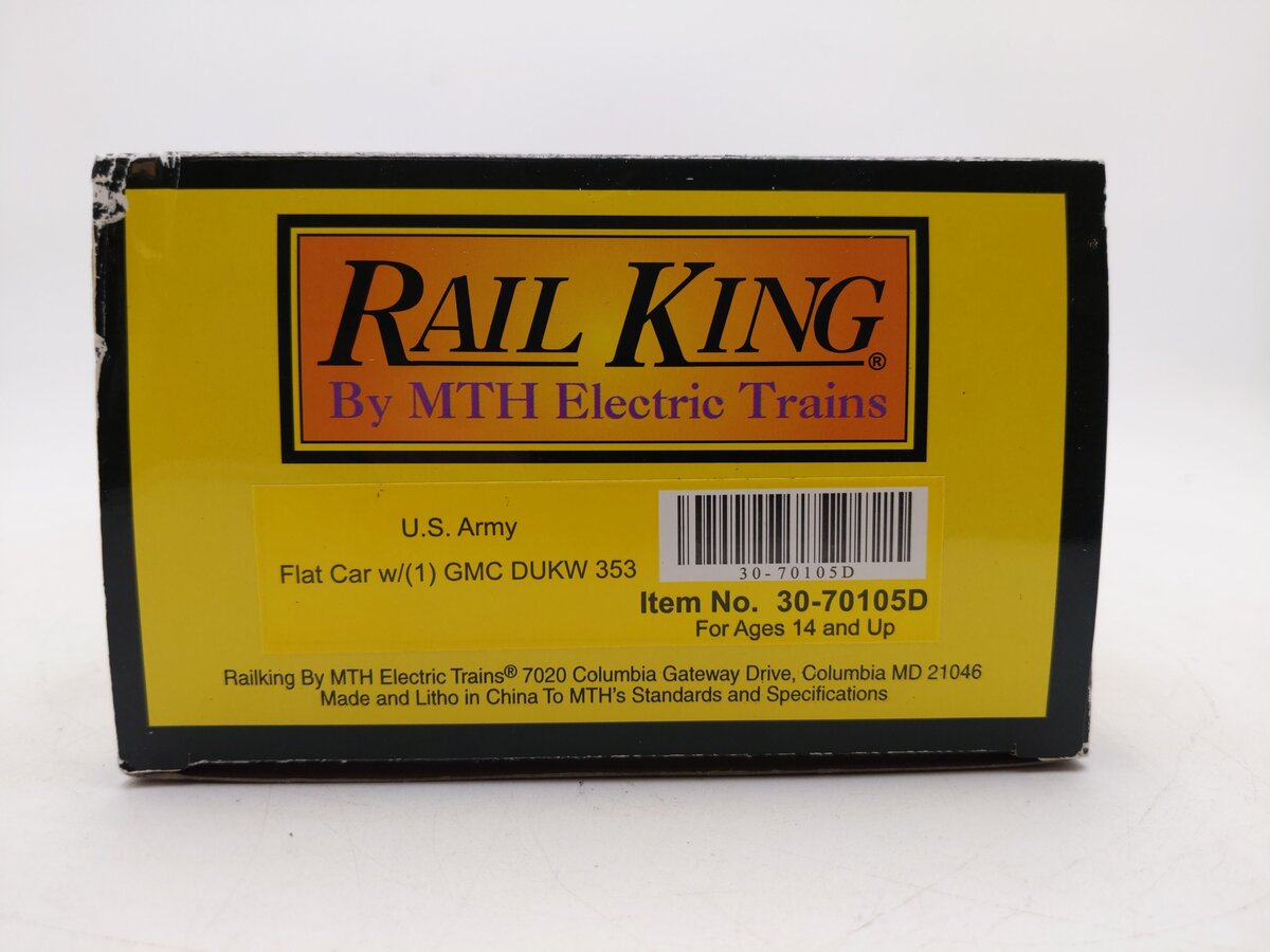 MTH 30-70105D U.S. Army Flat Car w/(1) GMC DUKW 353 #4288 LN/Box