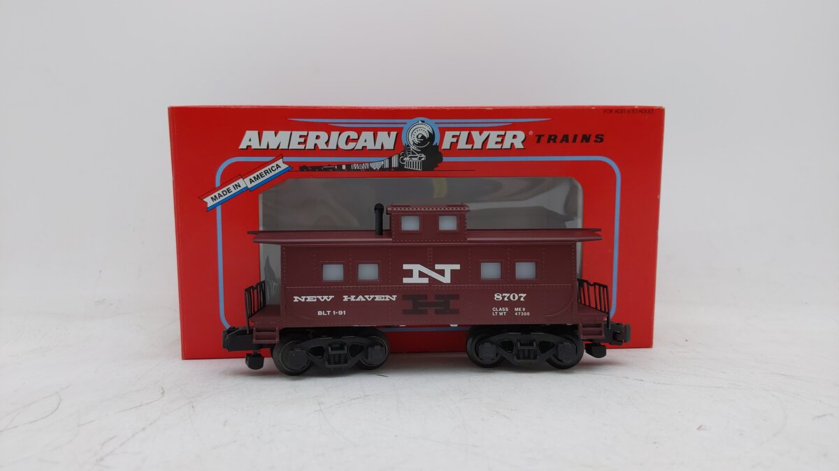 American Flyer 6-48707 S Gauge New Haven Lighted Square Window Caboose #8707 EX/Box