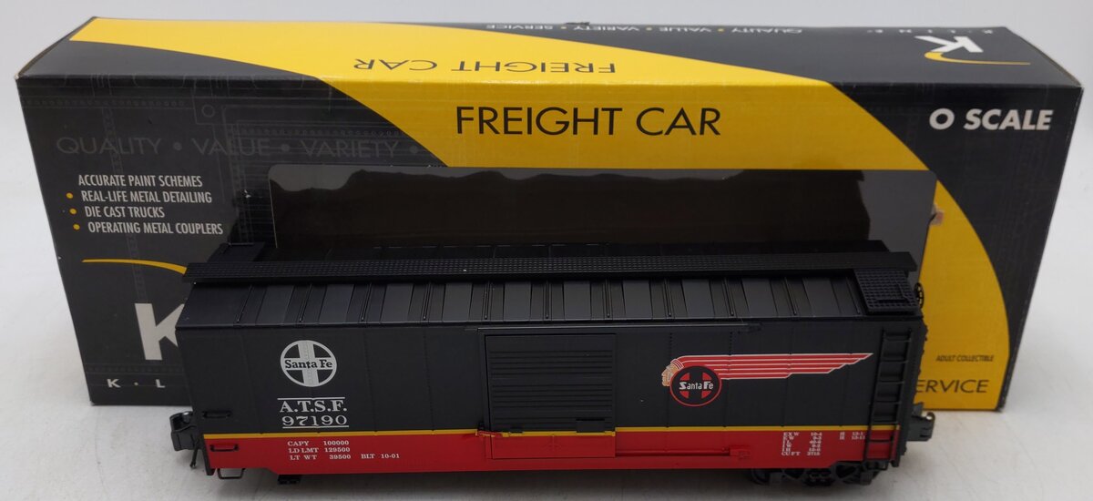 K-Line K761-1051 O Gauge Santa Fe Black Boxcar #97190 VG/Box