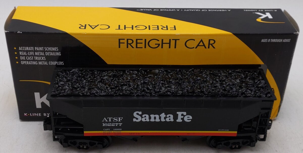 K-Line 6-21590 O Gauge Santa Fe Midnight Chief 2-Bay Hopper with Load #162277 EX/Box