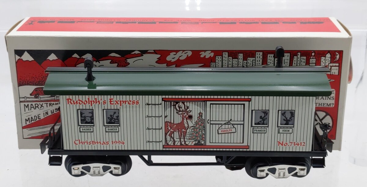 Marx 73412 O Gauge Rudolph's Express Baggage Car w/ Blinking Red Nose LN/Box