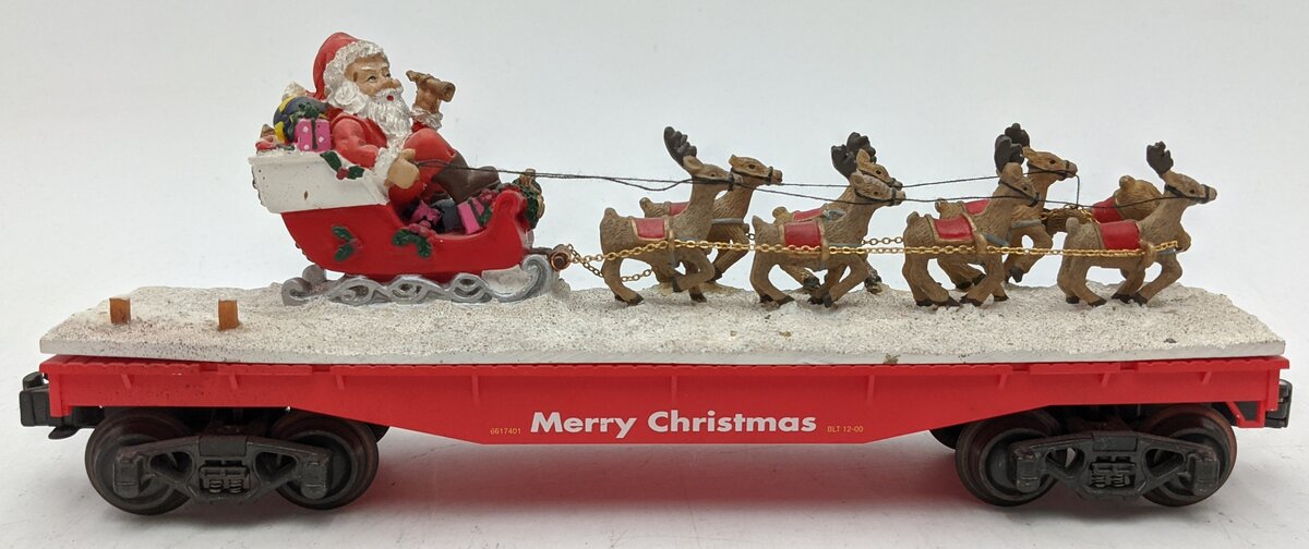 K-Line K661-7401 O Gauge 2000 Holiday Flatcar w/ Santa & his Reindeer VG/Box