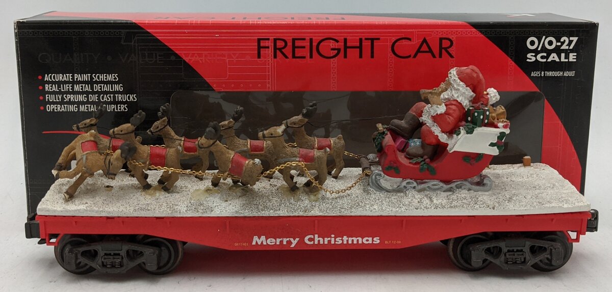 K-Line K661-7401 O Gauge 2000 Holiday Flatcar w/ Santa & his Reindeer VG/Box