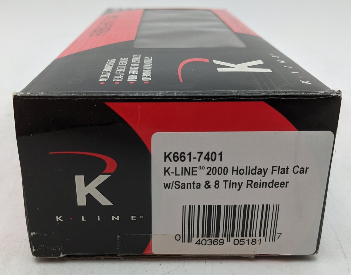 K-Line K661-7401 O Gauge 2000 Holiday Flatcar w/ Santa & his Reindeer VG/Box