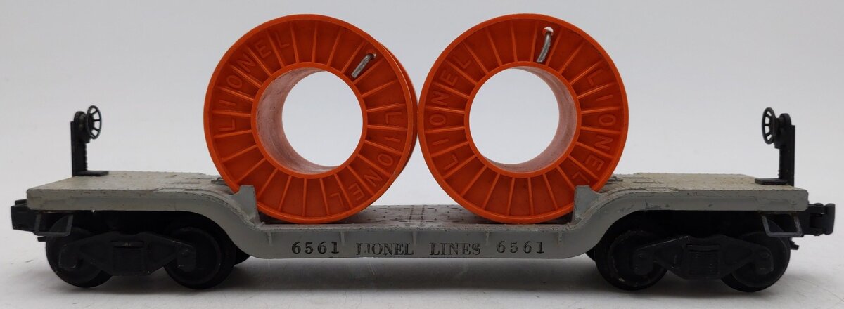 Lionel 6561 Vintage O Lionel Lines Depressed Center Flatcar w/Cable Reels EX