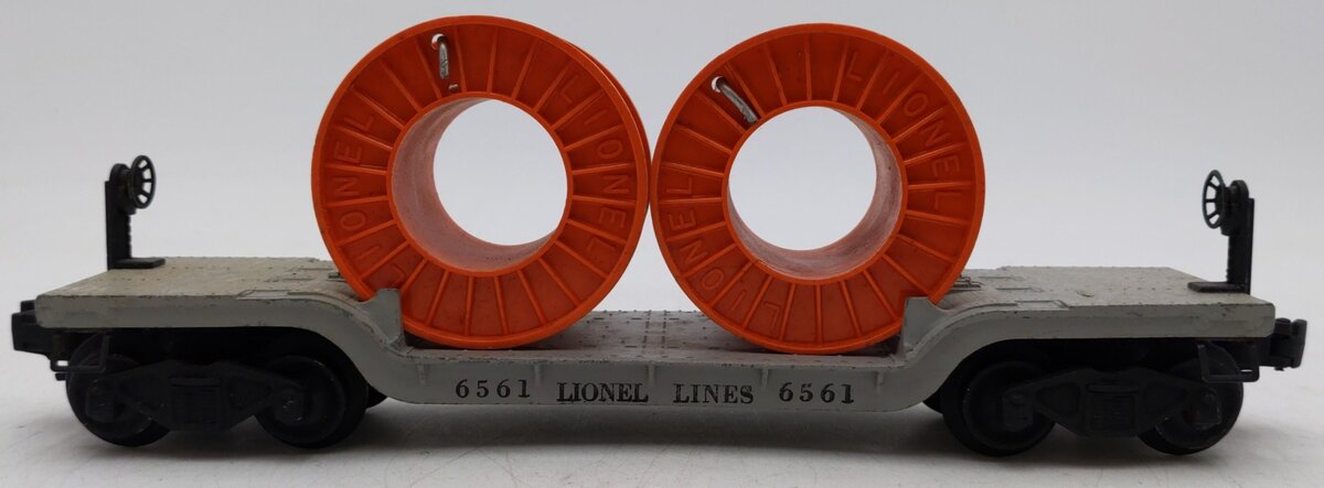 Lionel 6561 Vintage O Lionel Lines Depressed Center Flatcar w/Cable Reels EX