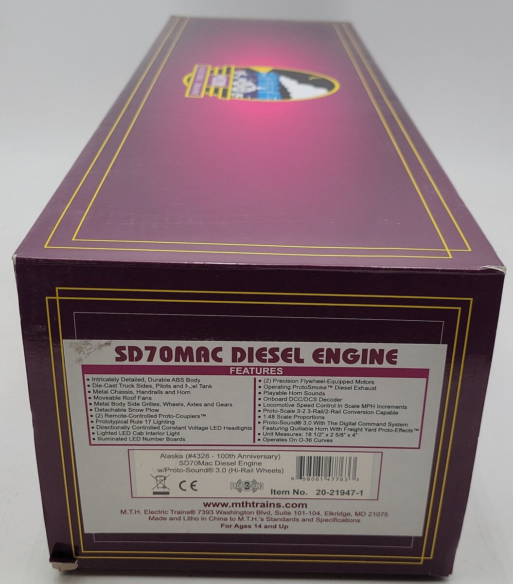 MTH 20-21947-1 O Scale Premier SD70Mac Diesel Engine w/Proto-Sound 3.0 NIB