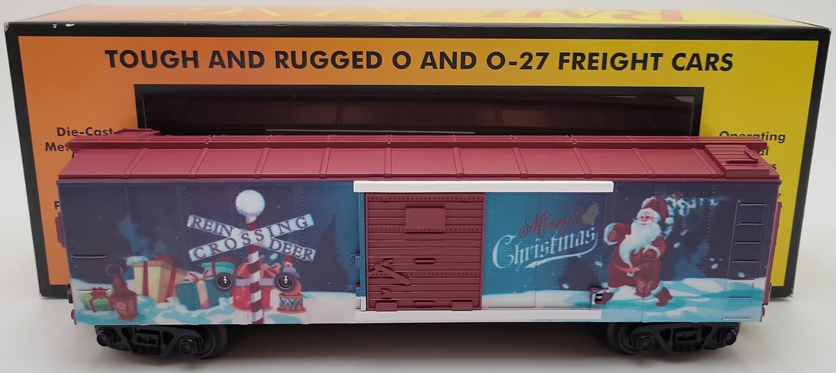 MTH 30-71019 O Christmas Boxcar with Glowing LEDs LN/Box