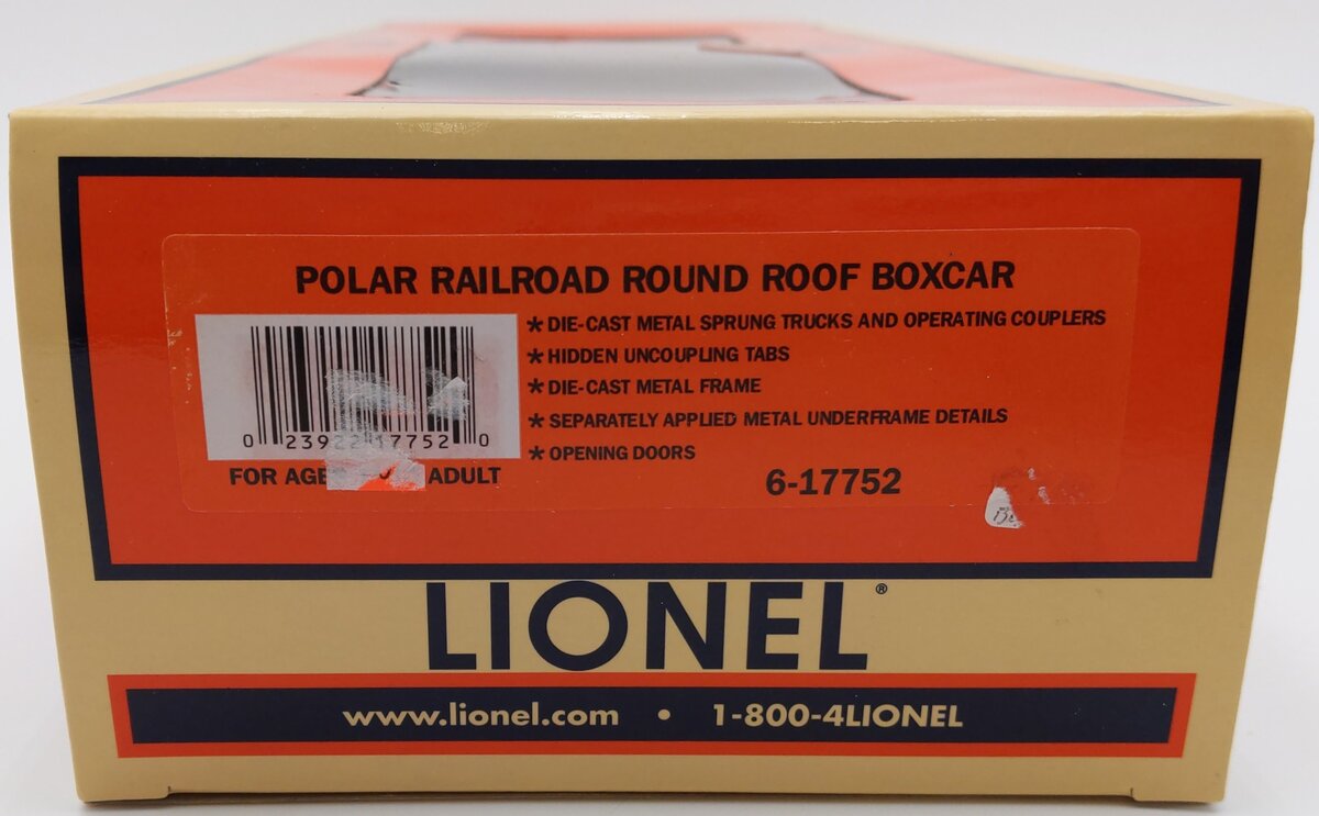 Lionel 6-17752 O Gauge Polar Railroad Round Roof Boxcar #1202 LN/Box