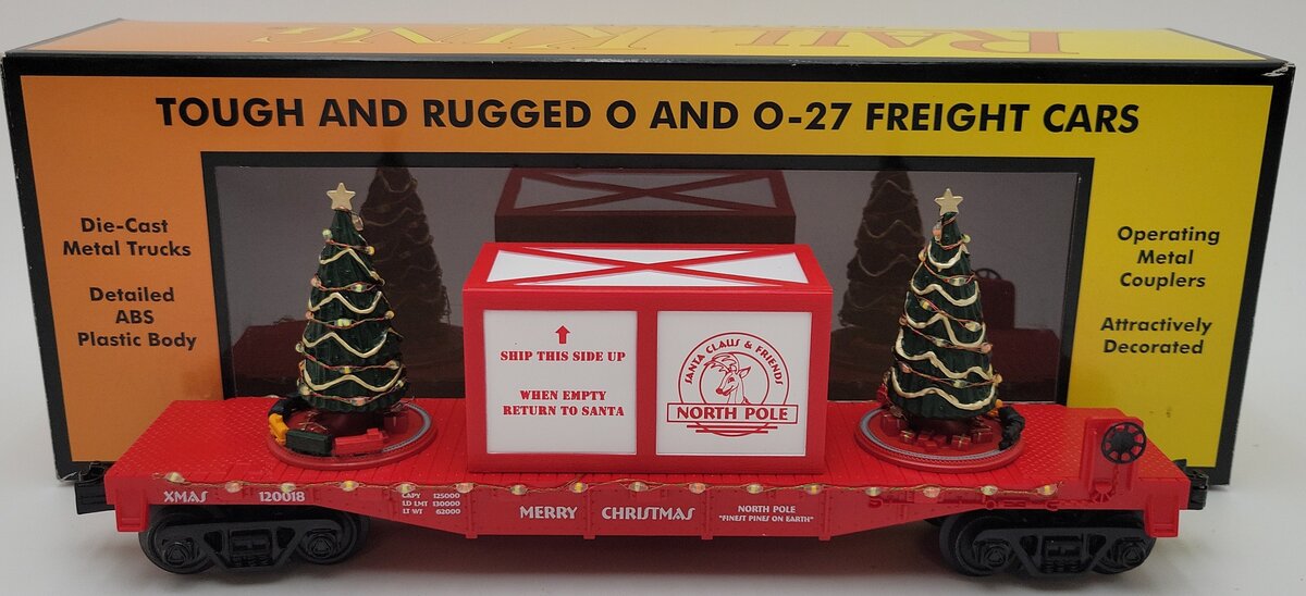 MTH 30-76732 O Christmas Flatcar with Lighted Christmas Trees #120018 LN/Box
