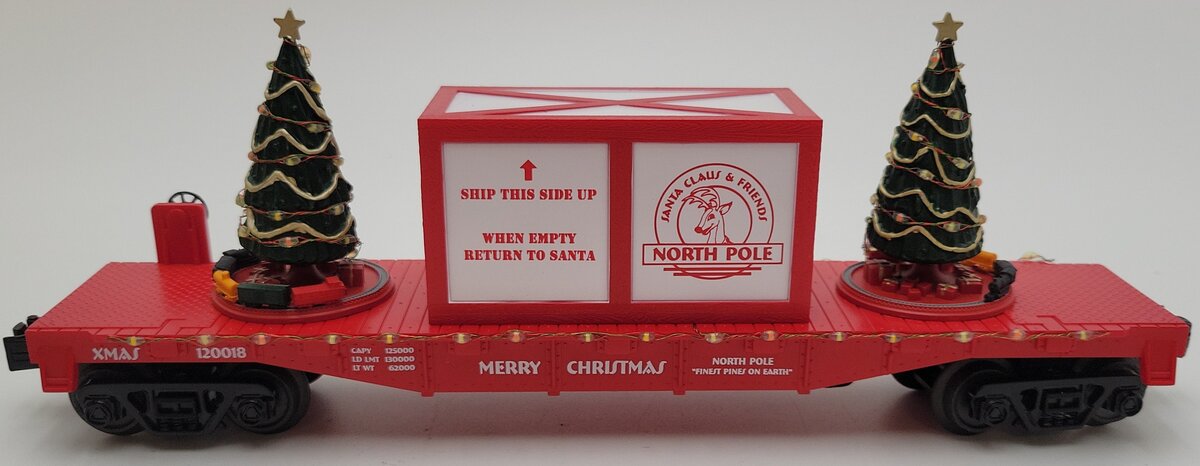 MTH 30-76732 O Christmas Flatcar with Lighted Christmas Trees #120018 LN/Box