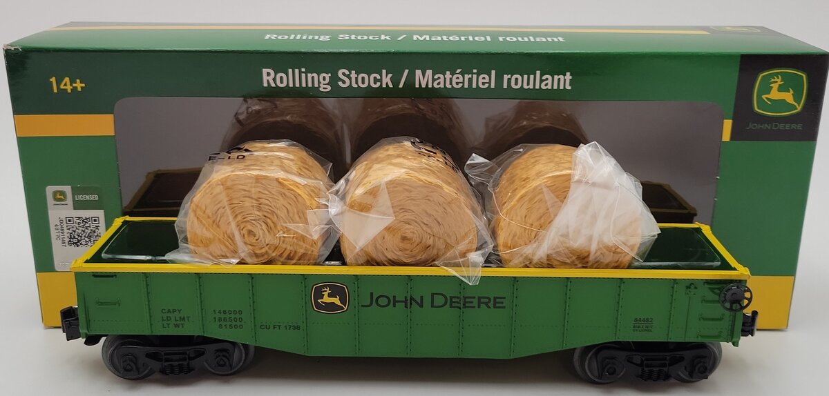Lionel 6-84482 O John Deere Gondola with Hay Bails LN/Box