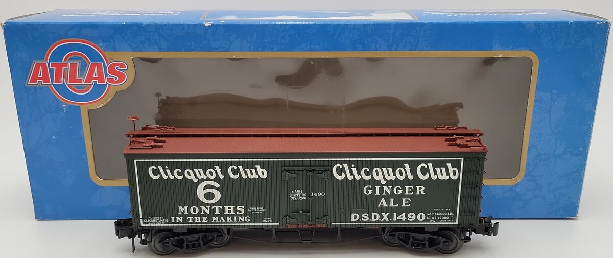 Atlas 8022-1 O Clicquot Club 36' Reefer Car #1490 (3-Rail) LN/Box
