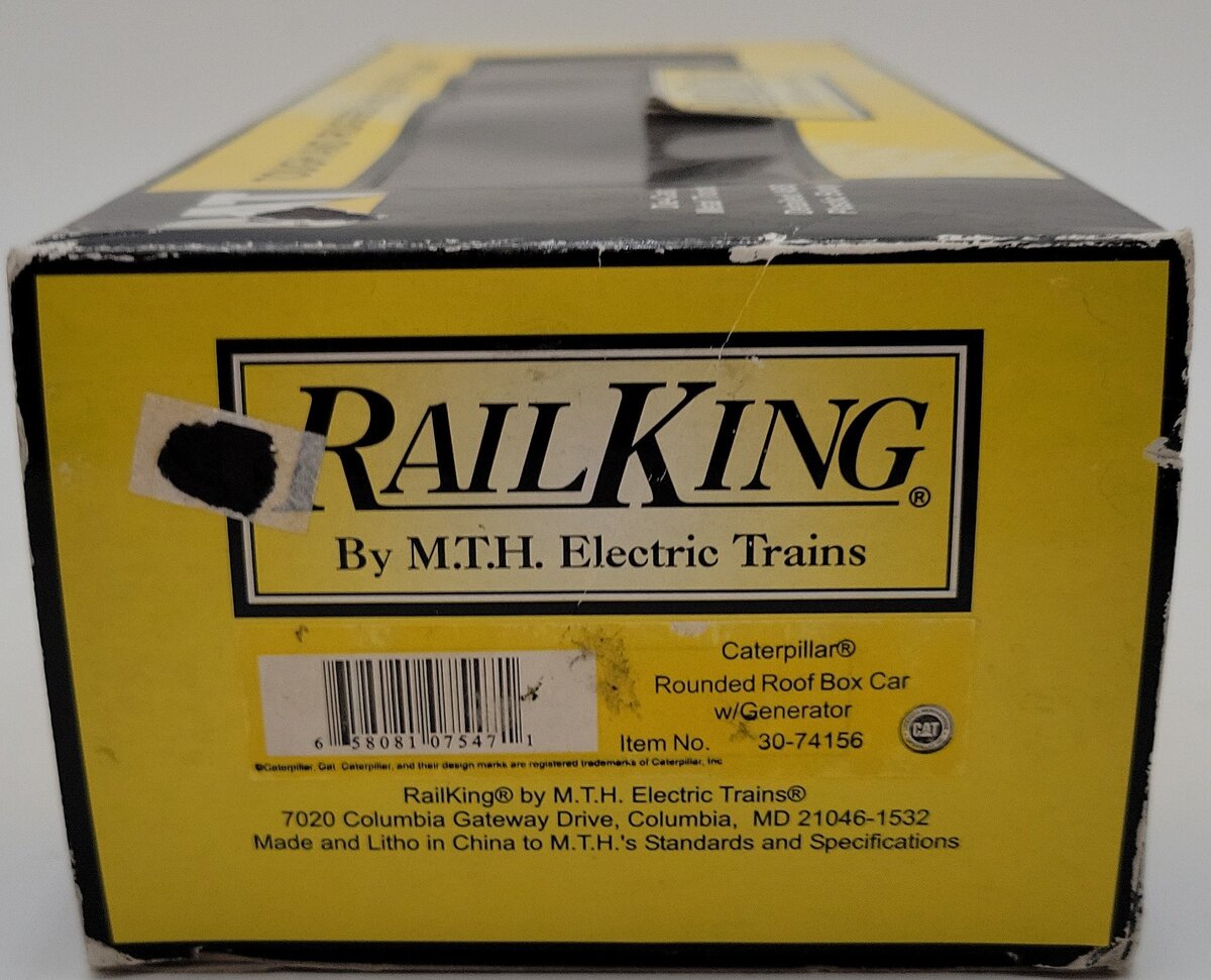 MTH 30-74156 O Gauge Caterpillar Rounded Roof Box Car w/Generator #2004 LN/Box