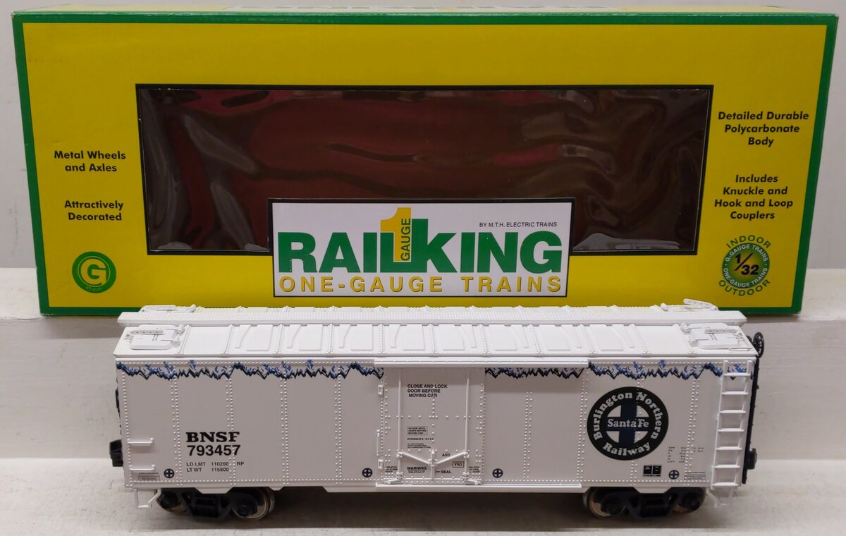 MTH 70-78043 G Scale BNSF Rail King 40' Metal Wheels Reefer #793457 LN/Box