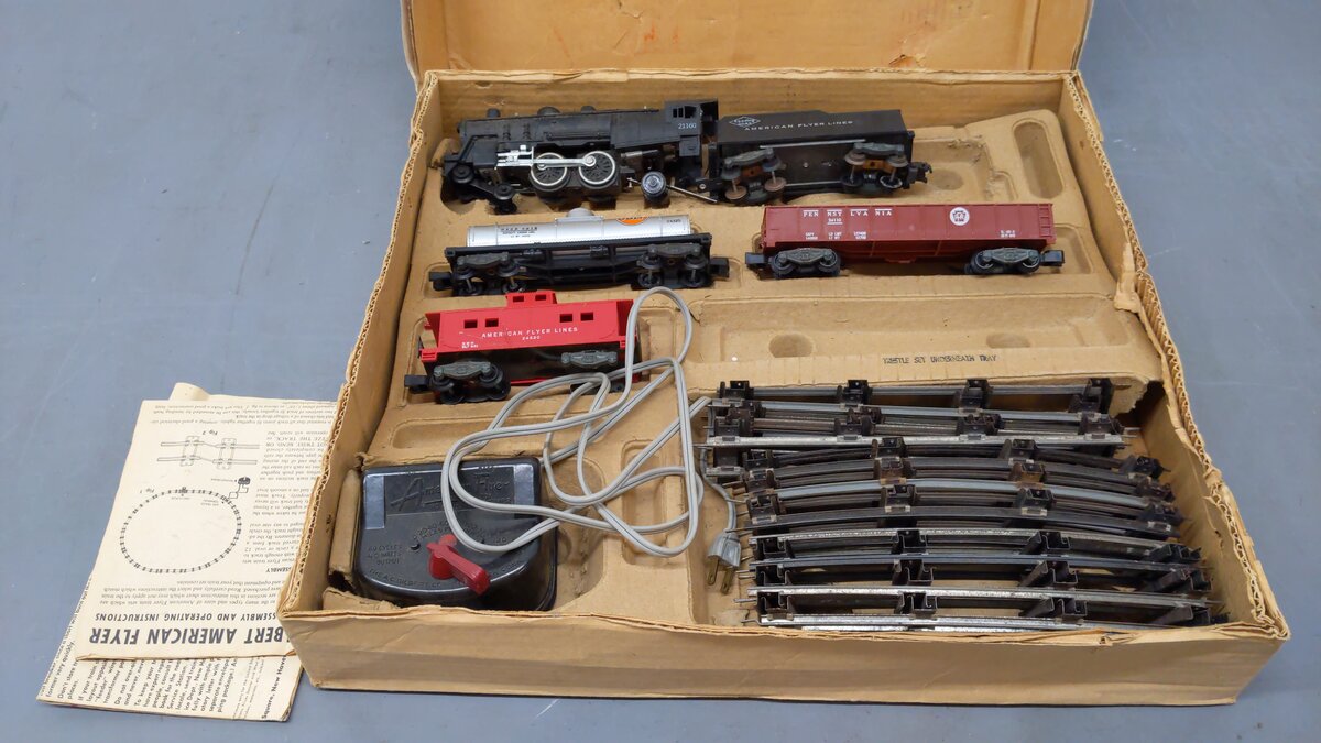 American Flyer 20175 Vintage S Gauge Steam Locomotive Freight Set VG/Box