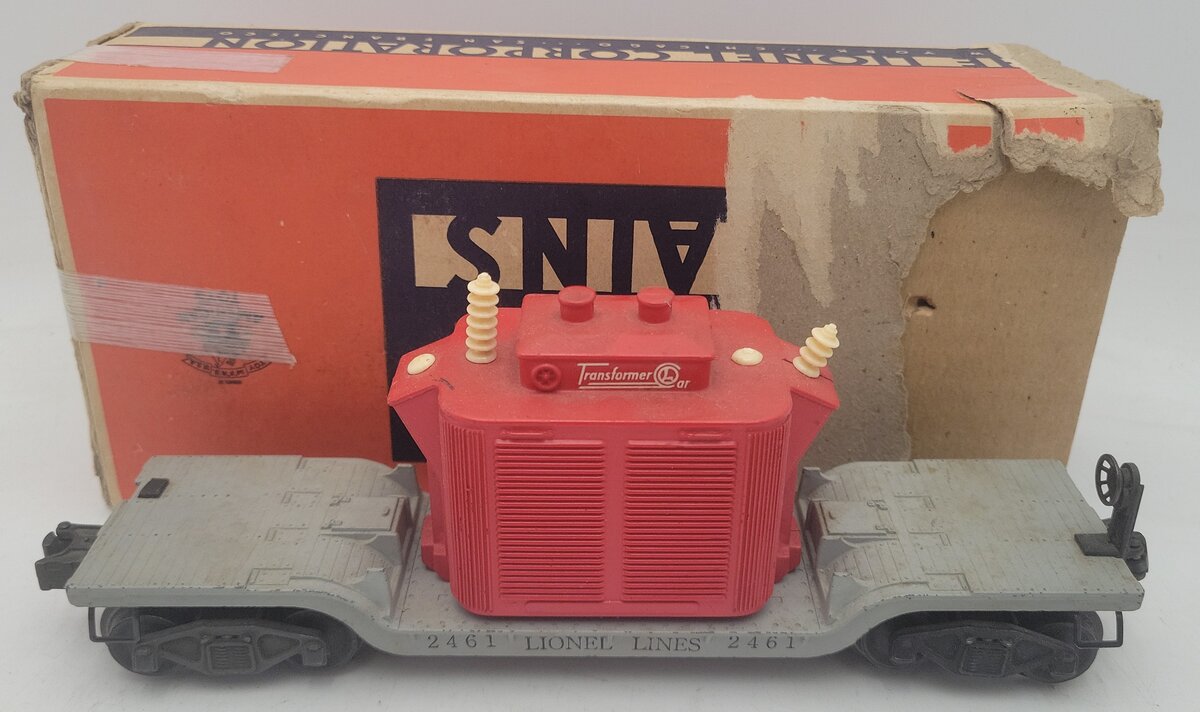 Lionel 2461 Vintage O Postwar Diecast Flatcar w/ Red Transformer VG/Box
