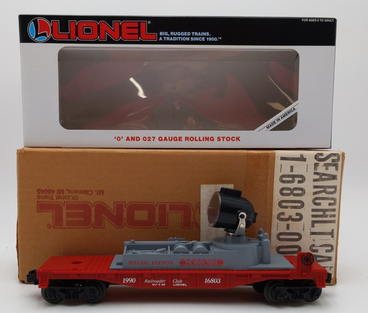 Lionel 6-16803 O Gauge Lionel Railroader Club Searchlight Car NIB