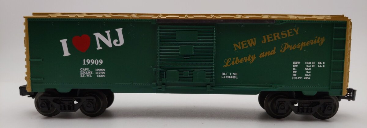 Lionel 6-19909 O Gauge I Love New Jersey Boxcar NIB