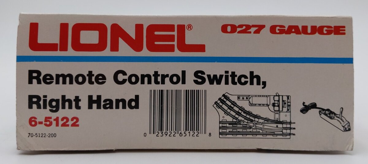 Lionel 6-5122 027 Right Hand Remote Control Switch Turnout NIB