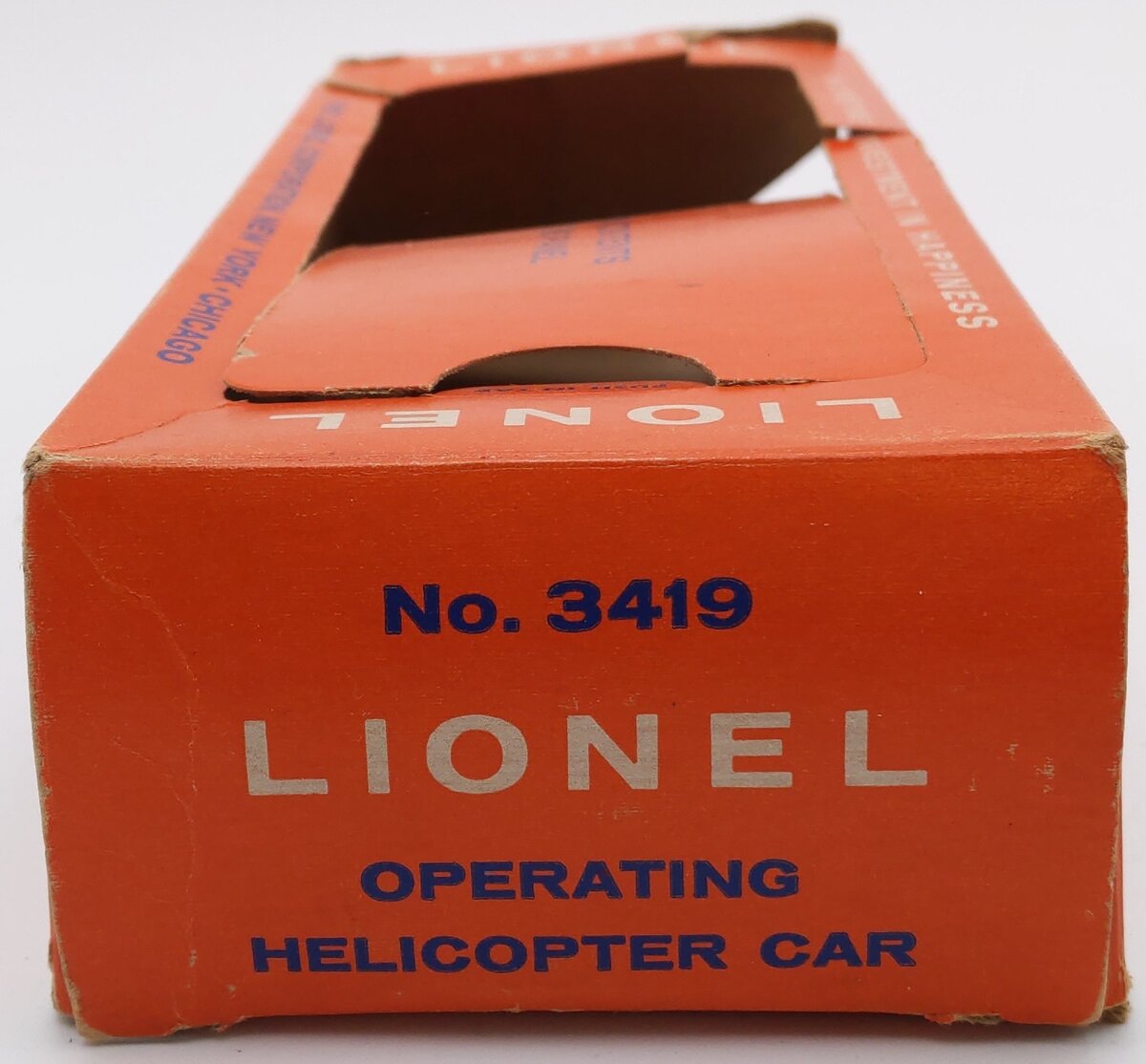 Lionel 3419 Vintage O Operating Flatcar w/ Double-Bladed Helicopter VG/Box