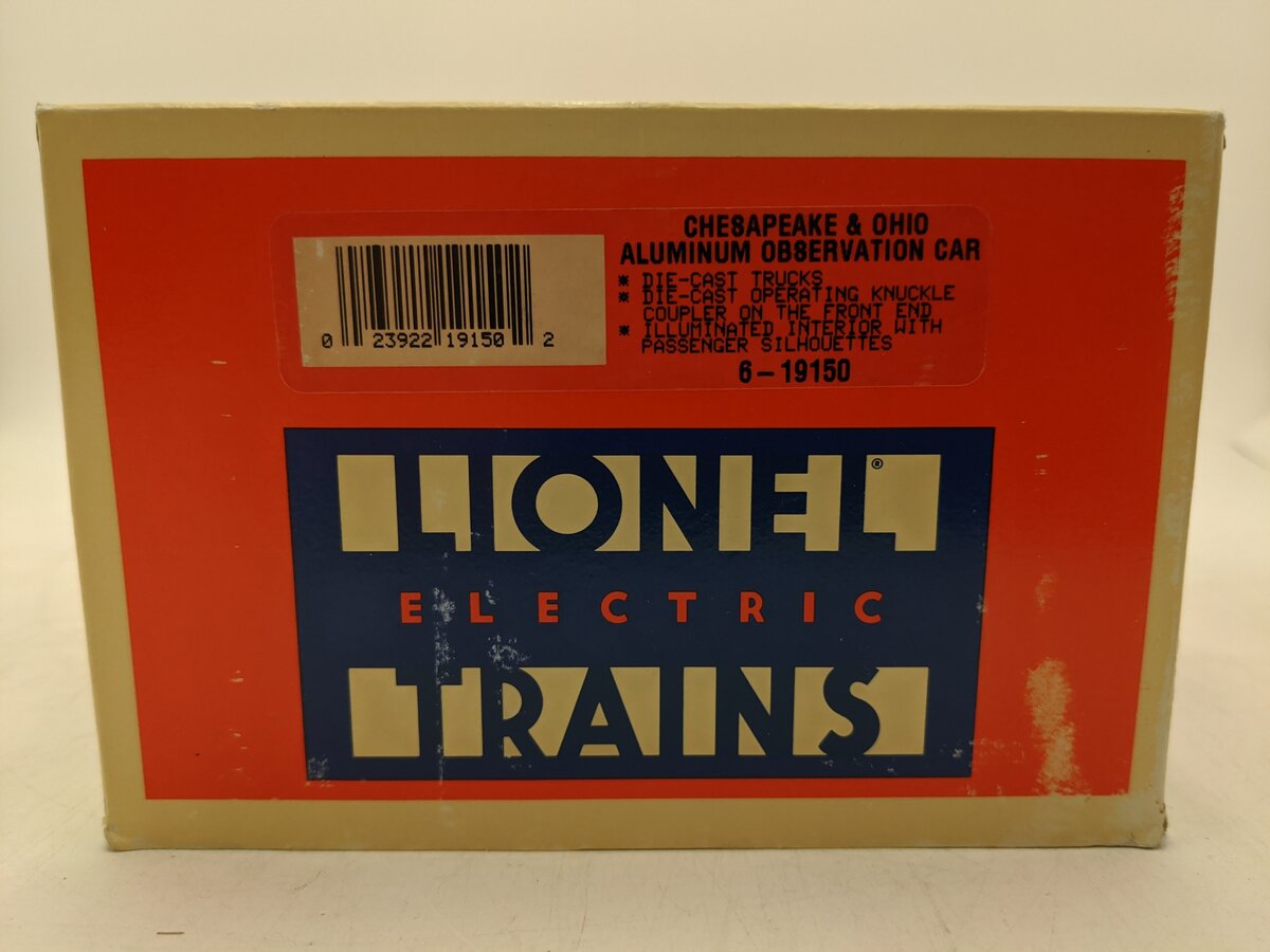 Lionel 6-19150 O Gauge C&O Aluminum "Allegheny Club" Observation Car #2503 EX/Box