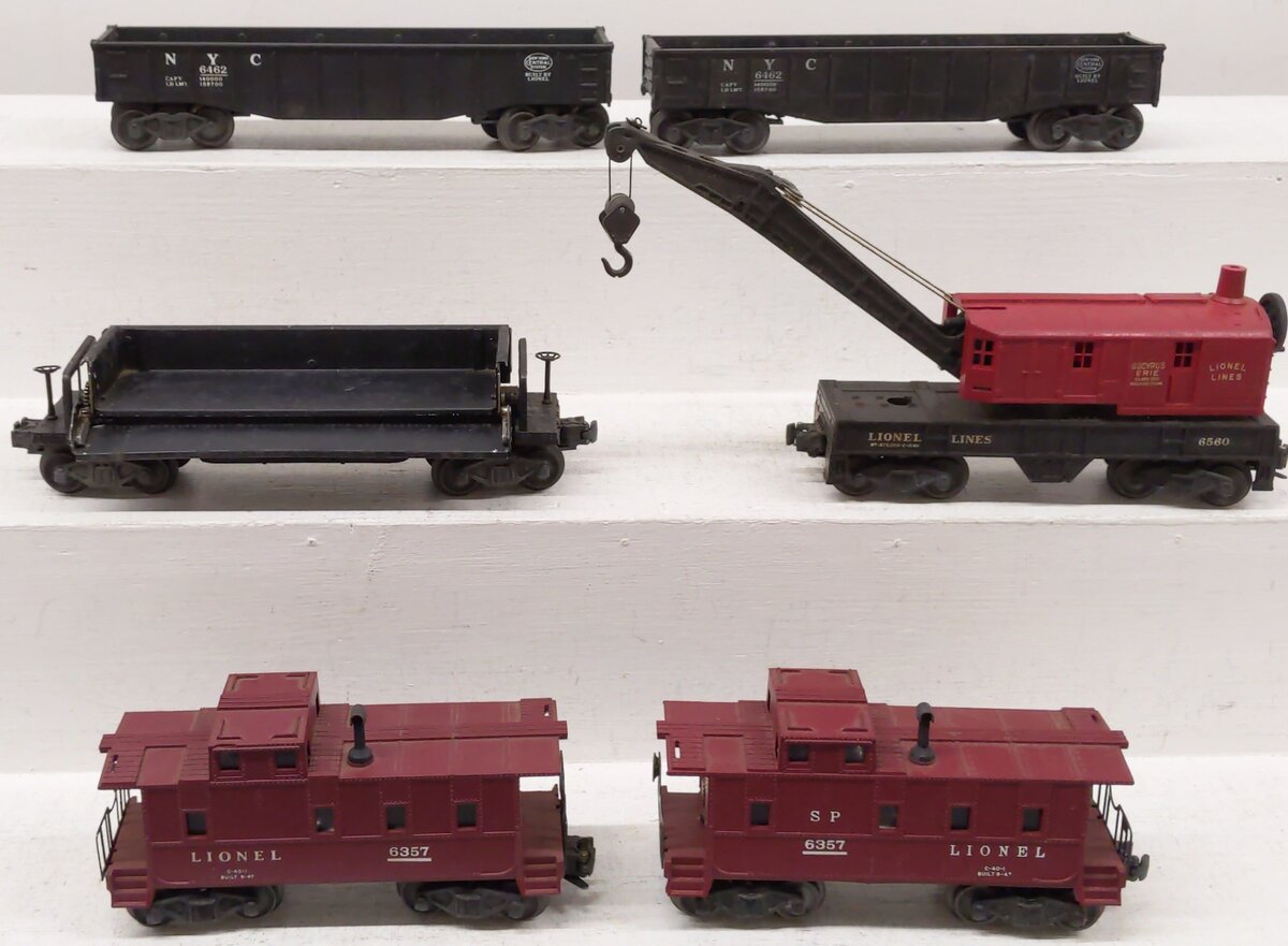 Lionel Vintage O Assorted Freight Cars: 6462, 6357, 3469, 6560 [6]/Box